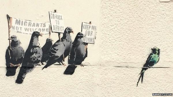 Banksy mural in  Clacton-on-Sea, destroyed because it was 'racist'