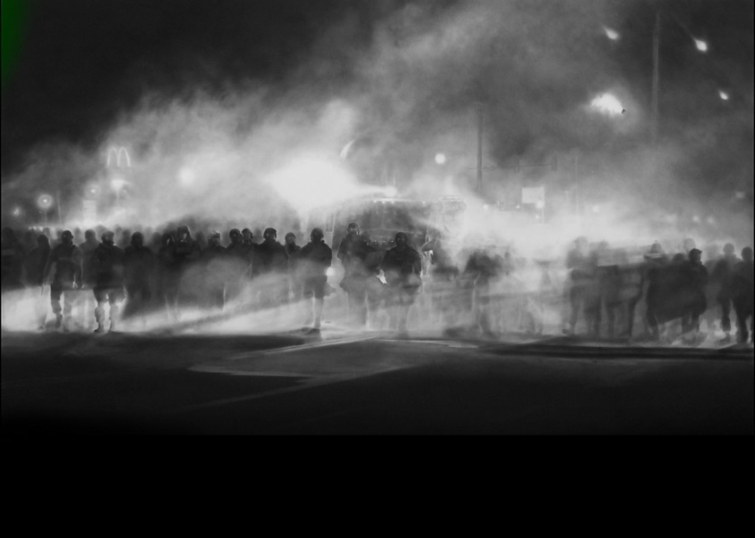 Robert Longo, Untitled (Ferguson) Diptych, 2014 (www.artbaselmiamibeach-online.com)
