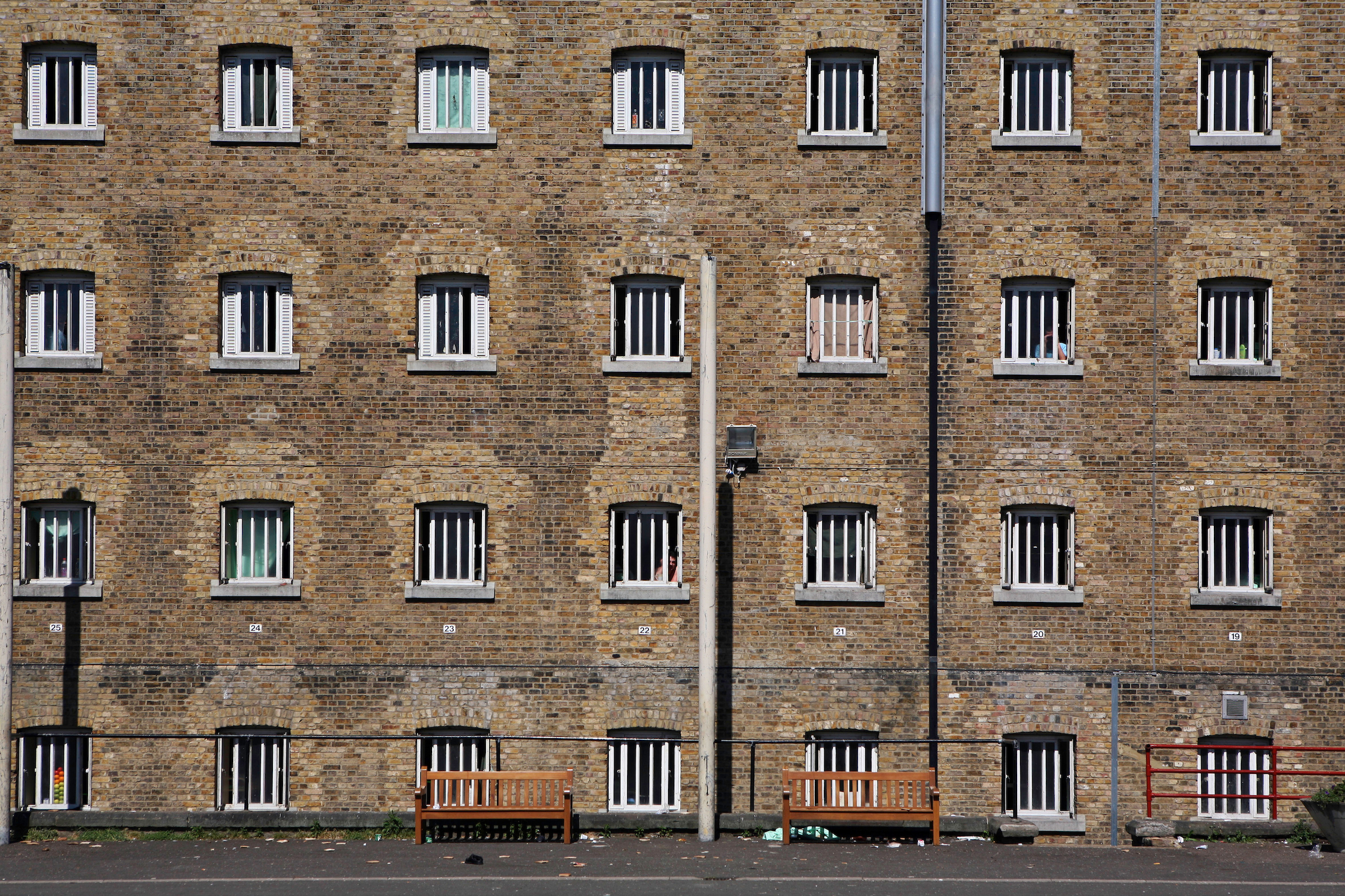 A view of D wing from the exercise yard at Wandsworth Prison..HMP Wandsworth in South West London was built in 1851 and is one of the largest prisons in Western Europe. It has a capacity of 1456 prisoners.