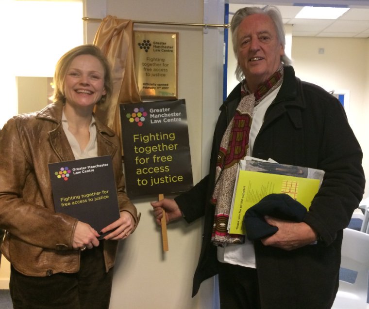 Maxine Peake and Michael Mansfield QC at the opening of Greater Manchester Law Centre