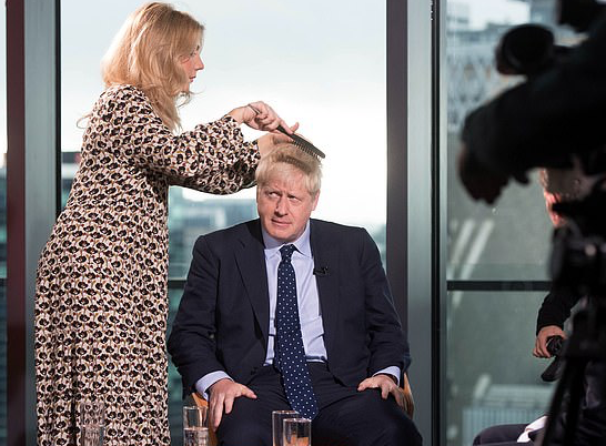 Boris Johnson preparing for an appearance on the Andrew Marr show